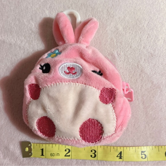 Happy Go Fluffy Pink Kawaii Plush Bunny Coin Pouch Clip -NWOT - Picture 10 of 10